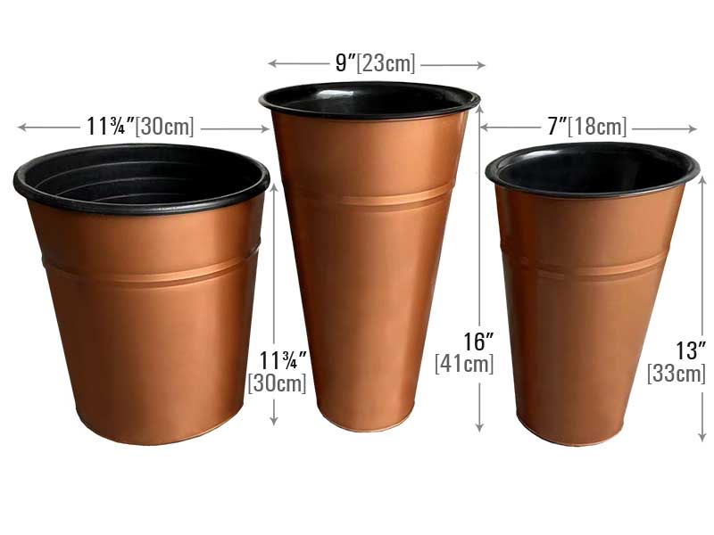 Copper Plated Floral Buckets with Plastic Insert [CO-BUCKET]