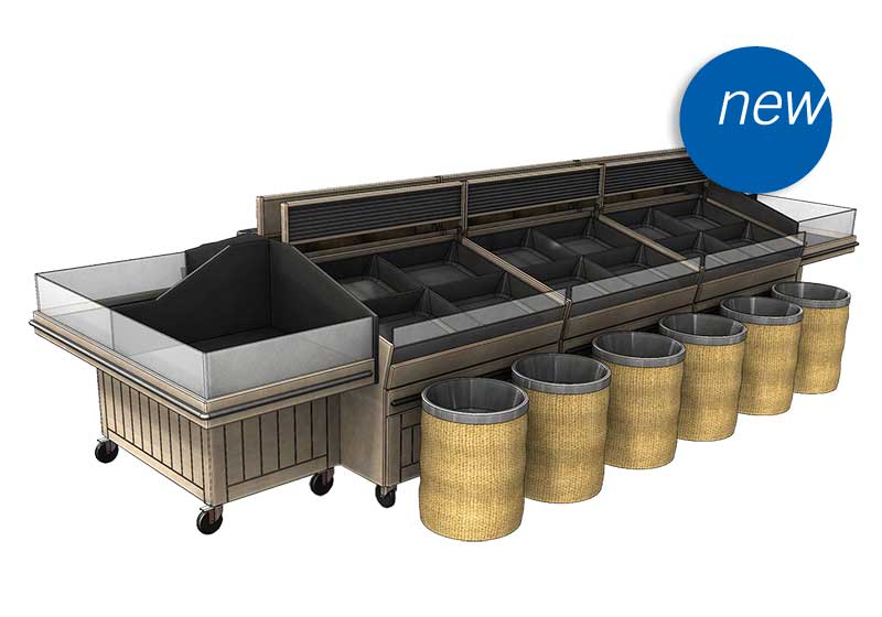 Bulk Merchandising Display with Side Bins [EU23-48A-VA-FULL]