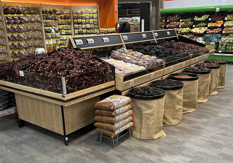 Bulk Merchandising Display with Side Bins [EU23-48A-VA-FULL]