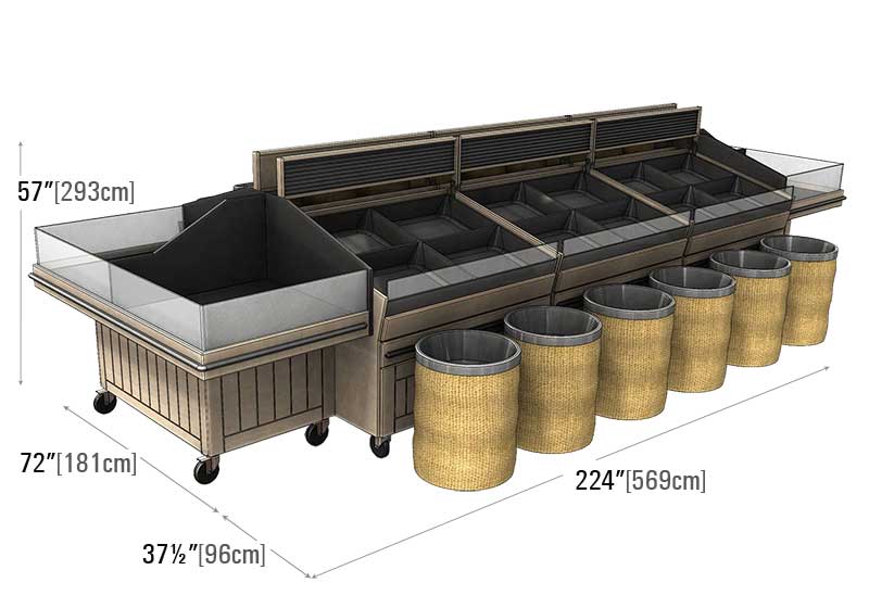 Bulk Merchandising Display with Side Bins [EU23-48A-VA-FULL]