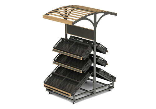 3 Shelf Farm Stand Display Double Canopy [3SPD-48-CANOPY2]