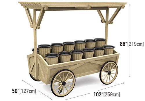 Wagon Style Display Cart - Wood Canopy [DC120W]