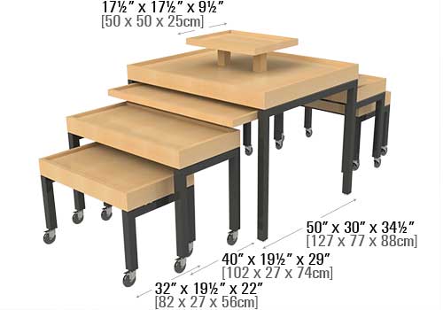 Contemporary Tables with Metal Legs and Casters [BLS-TABLE]