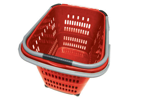 Rolling Plastic Shopping Basket [RSPB2-RED]