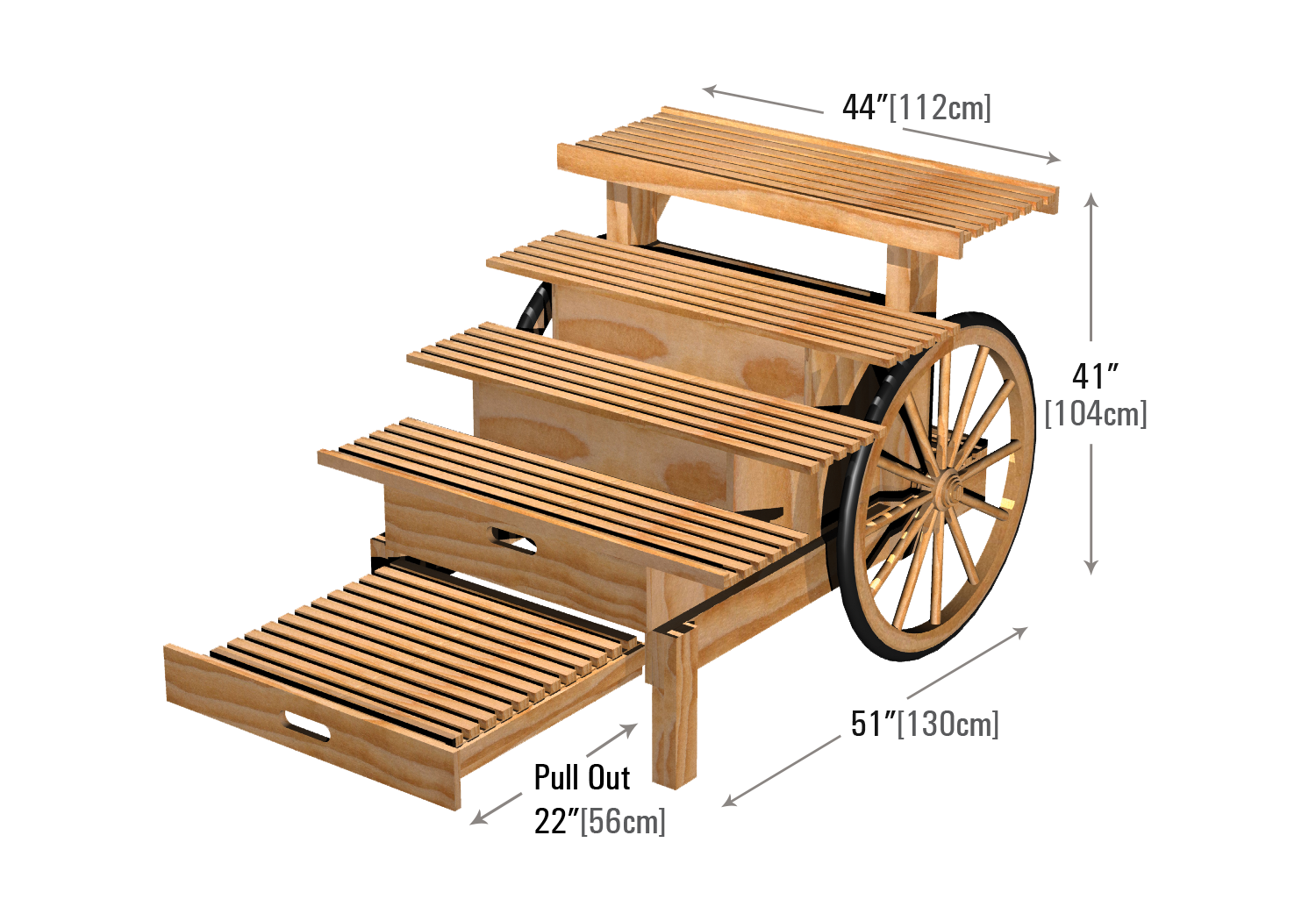 Exspoding Carts Four Step Display Cart with Pull-Out Shelf