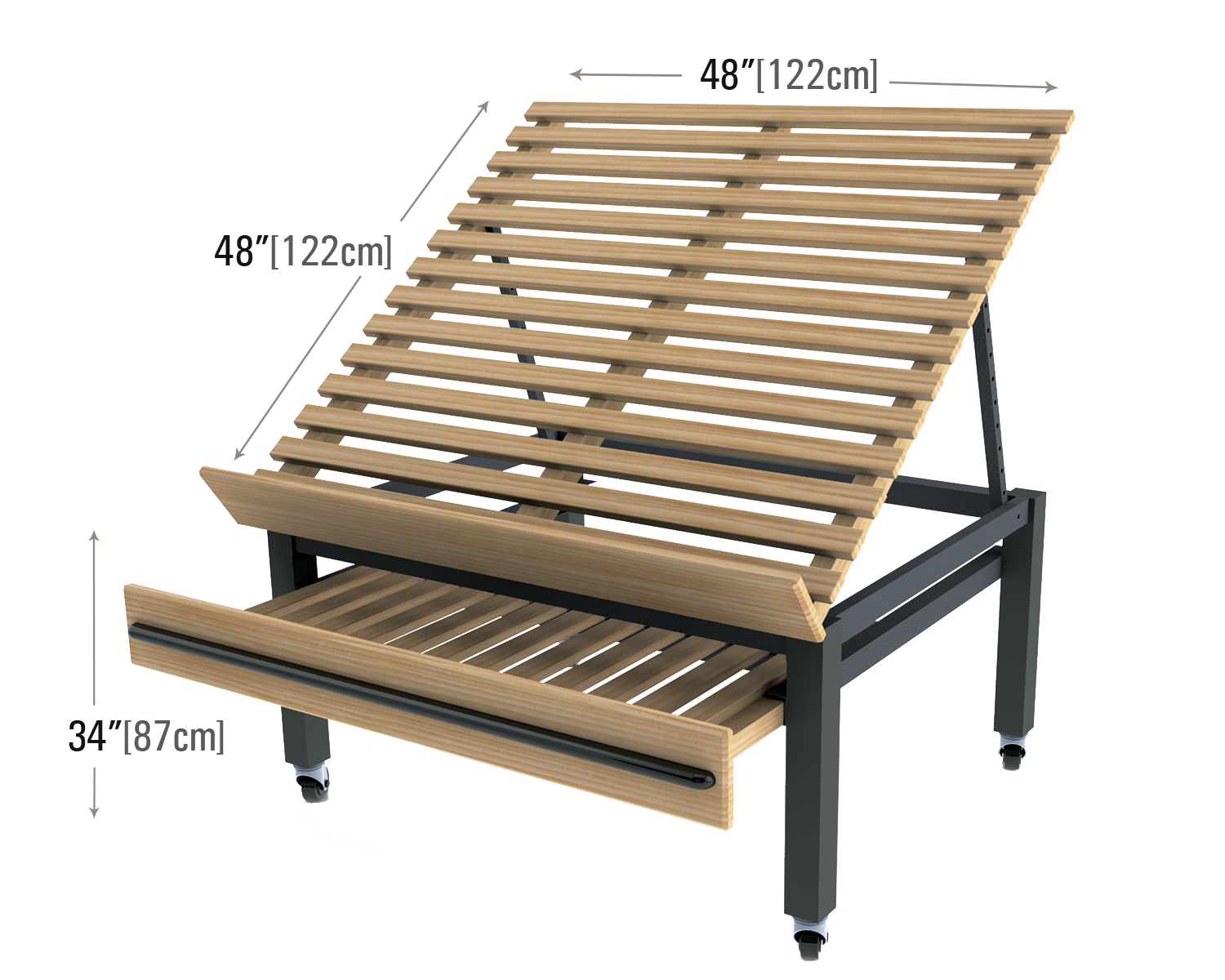 Elegant Steel Wood Slant Table - Sophisticated Design