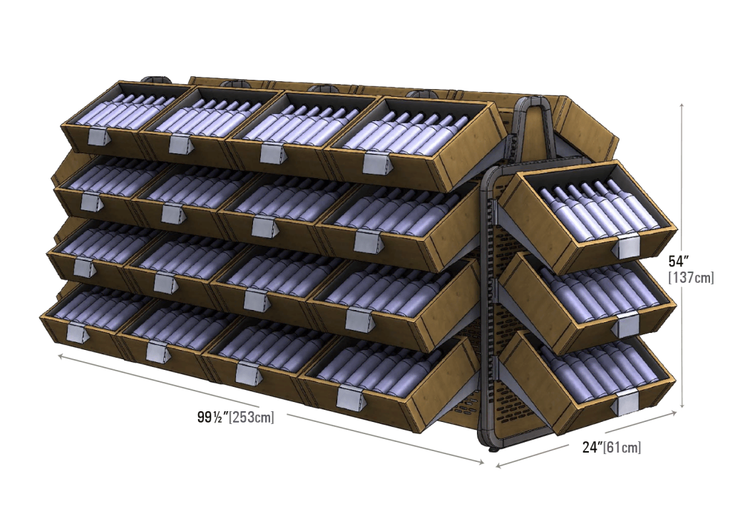 wine display with a lot of wine